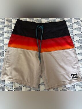 Billabong Men’s Board Shorts — Black, Red, Orange, Tan